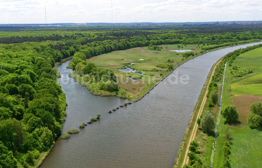 Parchau aus der Vogelperspektive: Durchstich Parchau im Elbe-Havel-Kanal im Bundesland Sachsen-Anhalt