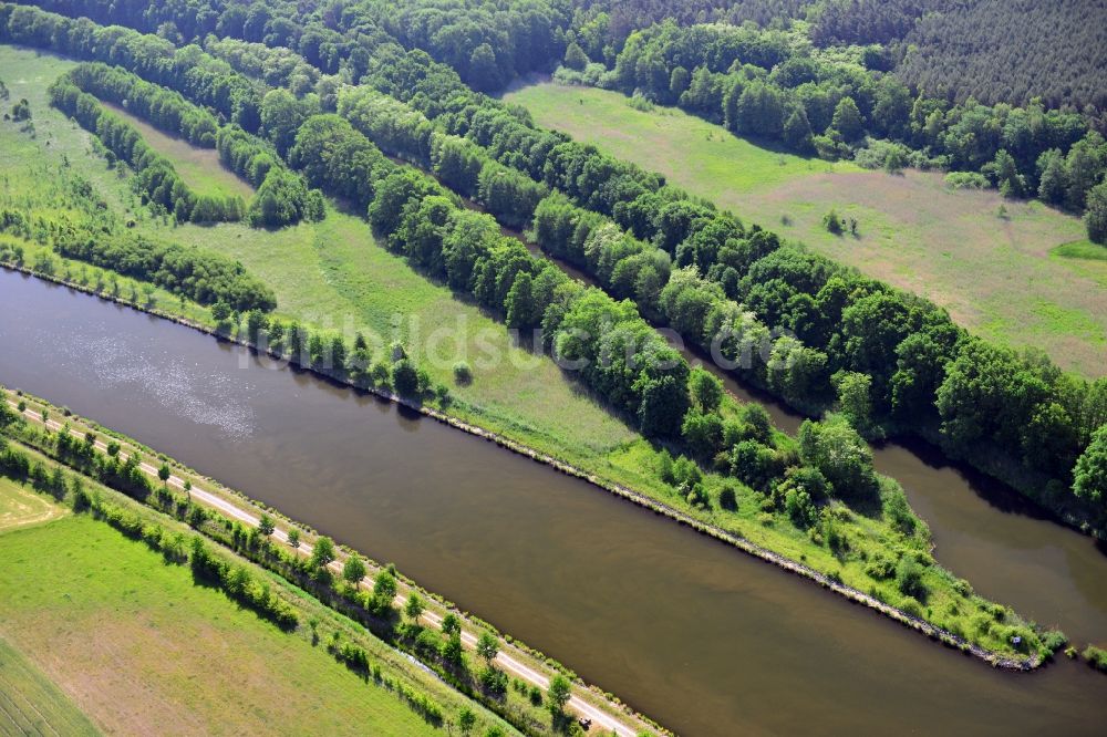 Parchau aus der Vogelperspektive: Durchstich Parchau im Elbe-Havel-Kanal im Bundesland Sachsen-Anhalt