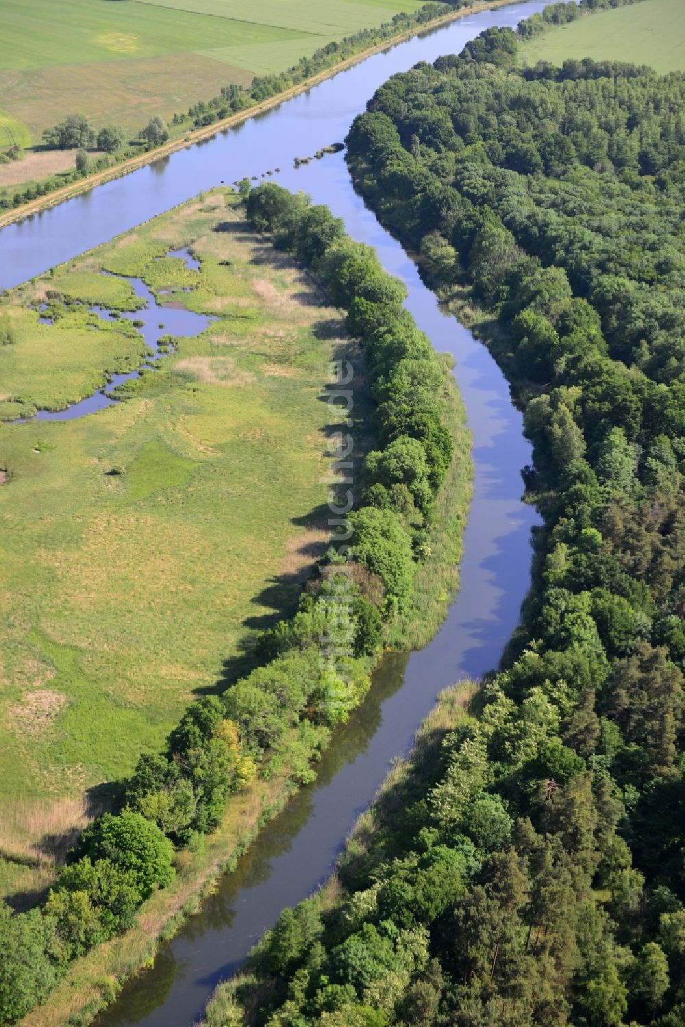 Parchau aus der Vogelperspektive: Durchstich Parchau im Elbe-Havel-Kanal im Bundesland Sachsen-Anhalt