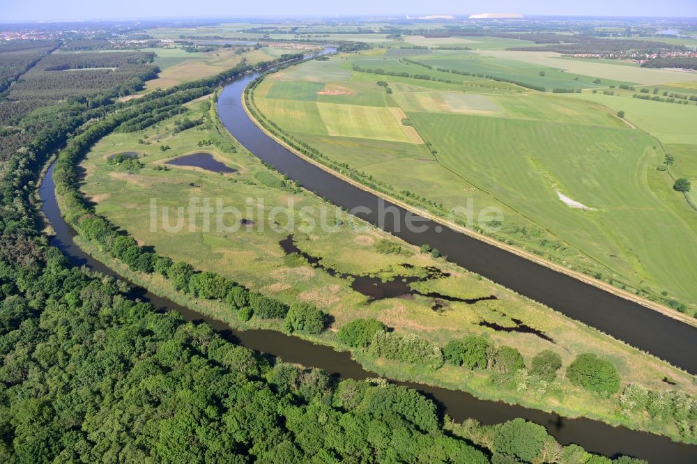 Luftaufnahme Parchau - Durchstich Parchau im Elbe-Havel-Kanal im Bundesland Sachsen-Anhalt