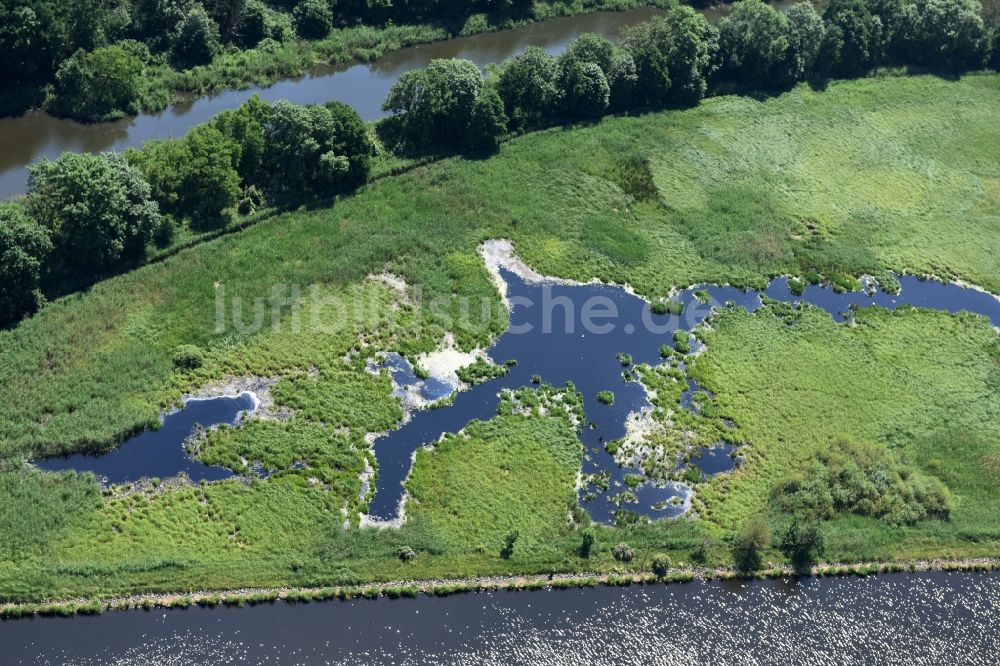 Parchau von oben - Durchstich Parchau im Elbe-Havel-Kanal im Bundesland Sachsen-Anhalt