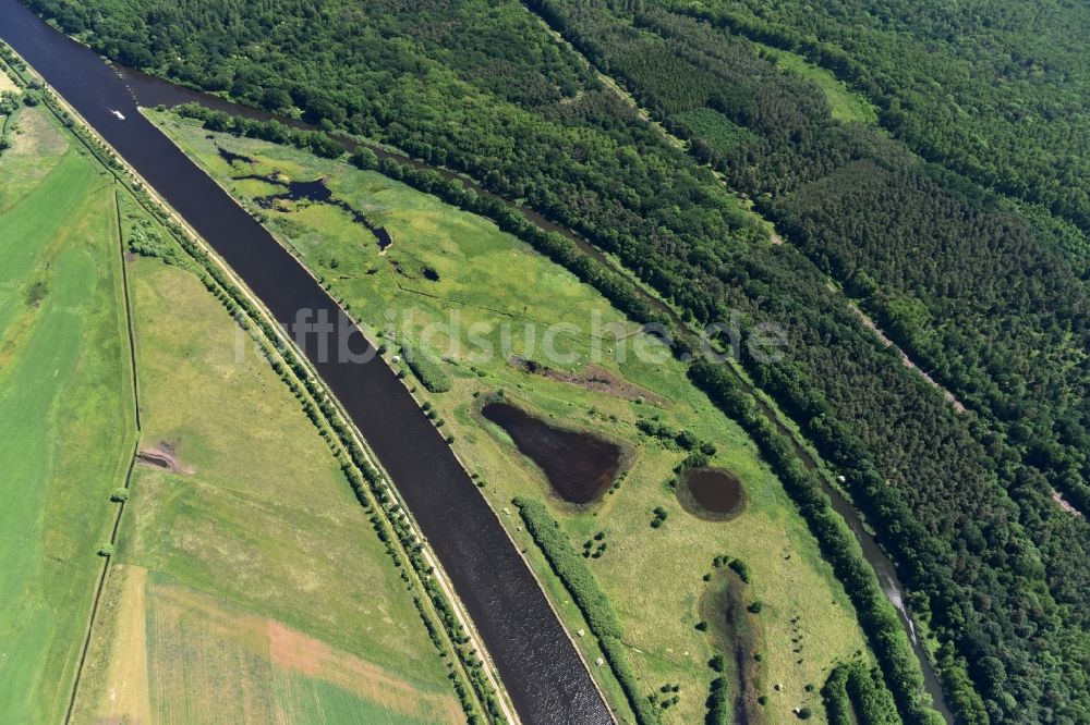 Parchau aus der Vogelperspektive: Durchstich Parchau im Elbe-Havel-Kanal im Bundesland Sachsen-Anhalt