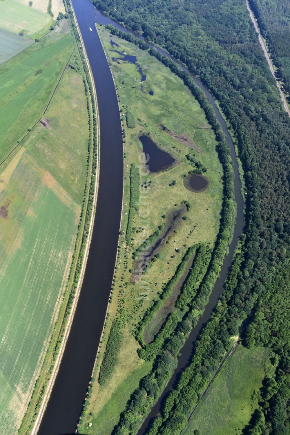 Luftbild Parchau - Durchstich Parchau im Elbe-Havel-Kanal im Bundesland Sachsen-Anhalt