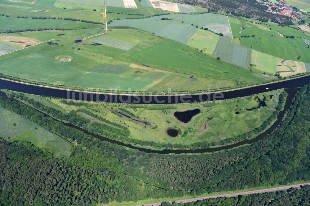 Luftaufnahme Parchau - Durchstich Parchau im Elbe-Havel-Kanal im Bundesland Sachsen-Anhalt