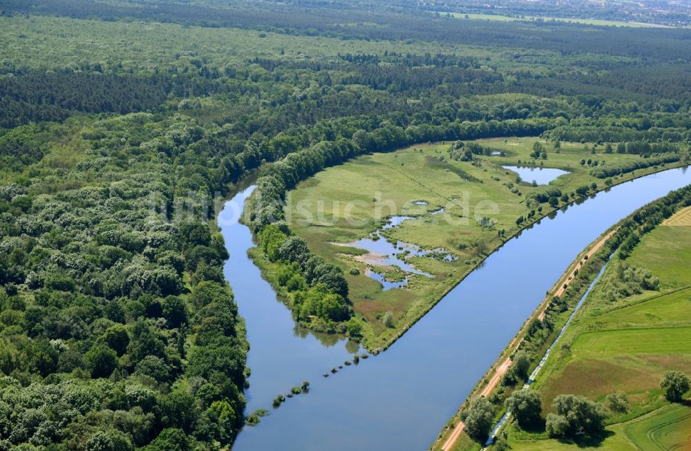 Luftaufnahme Parchau - Durchstich Parchau im Elbe-Havel-Kanal im Bundesland Sachsen-Anhalt