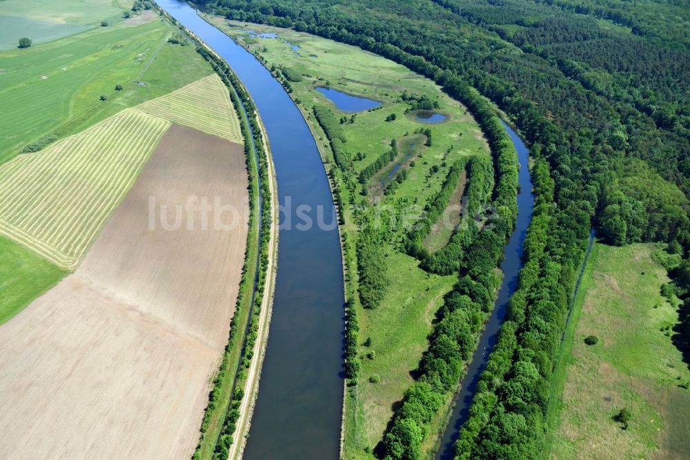 Parchau aus der Vogelperspektive: Durchstich Parchau im Elbe-Havel-Kanal im Bundesland Sachsen-Anhalt