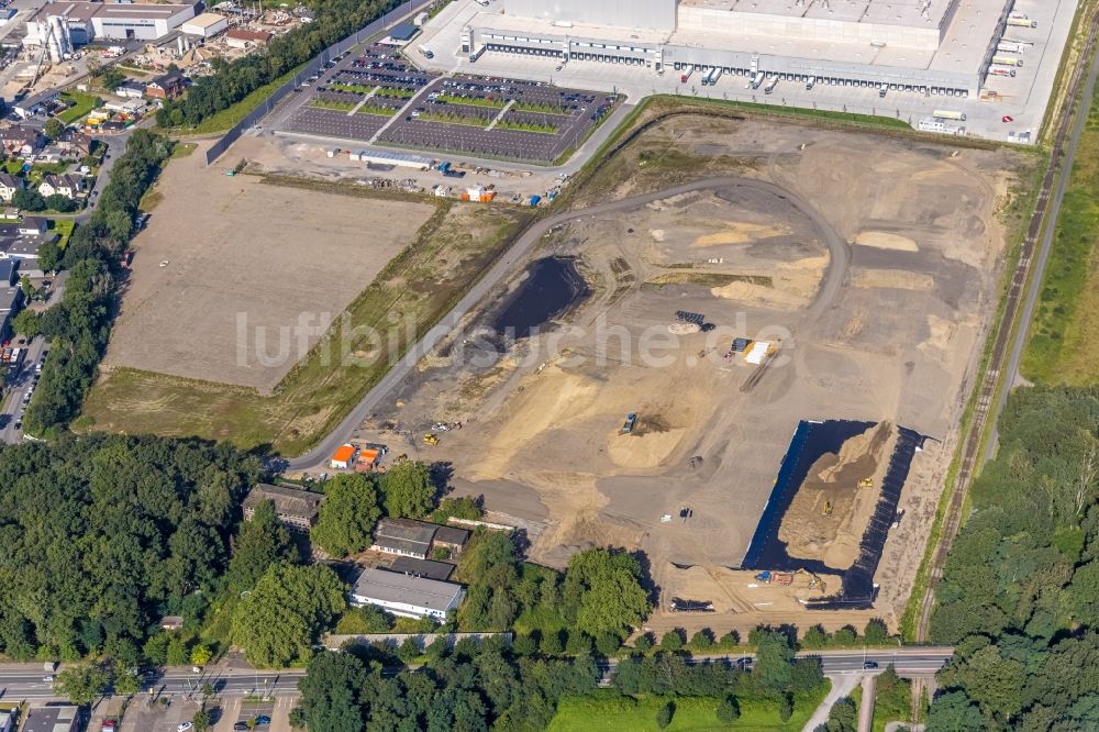 Oberhausen von oben - Edeka- Logistikzentrum im Gewerbegebiet Weierheide in Oberhausen im Bundesland Nordrhein-Westfalen, Deutschland