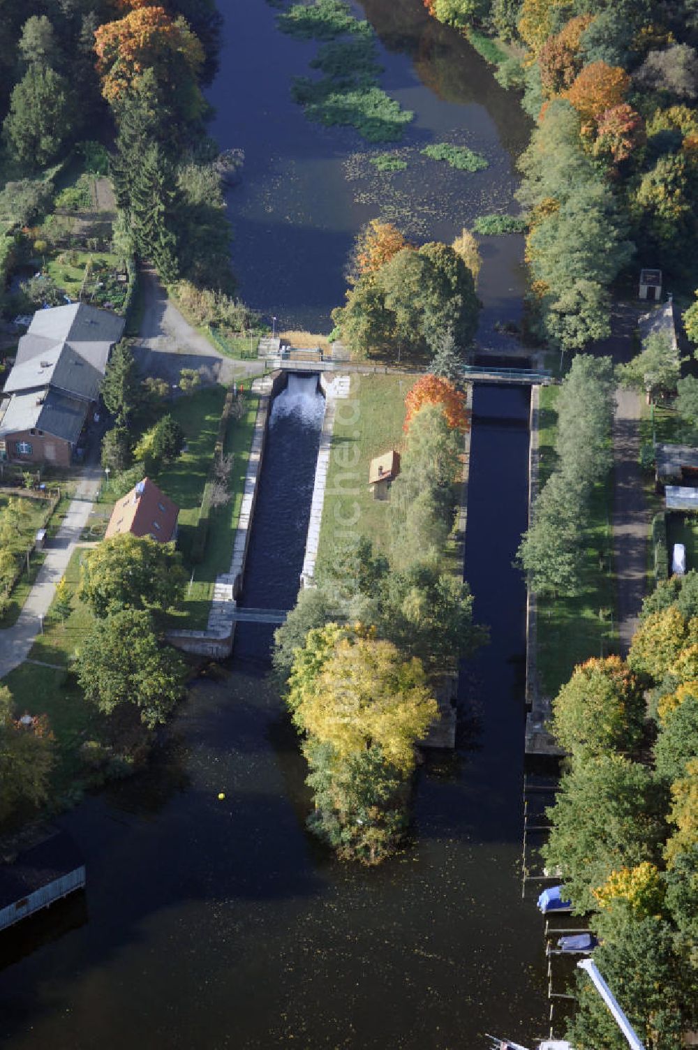 Luftaufnahme Plaue - ehemalige Schleuse Plaue im Landkreis Havelland