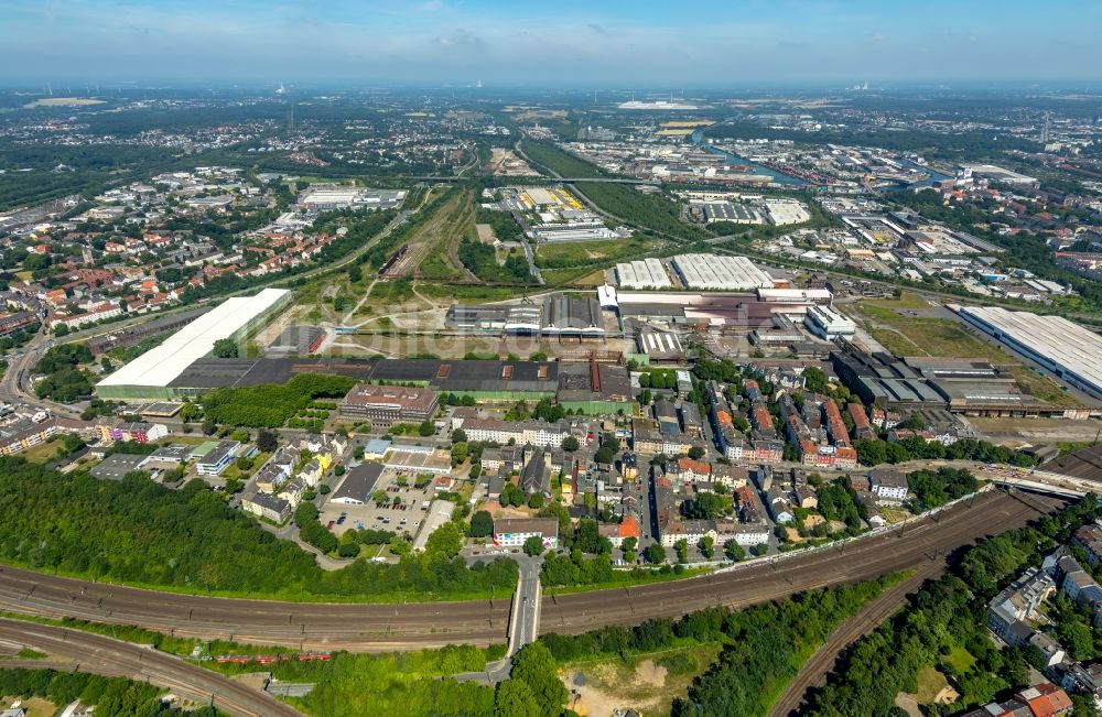 Luftbild Dortmund - Ehemalige Zentrale-, Verwaltungsgebäude und Produktionshallen der Hoesch-Stahl AG in Dortmund im Bundesland Nordrhein-Westfalen