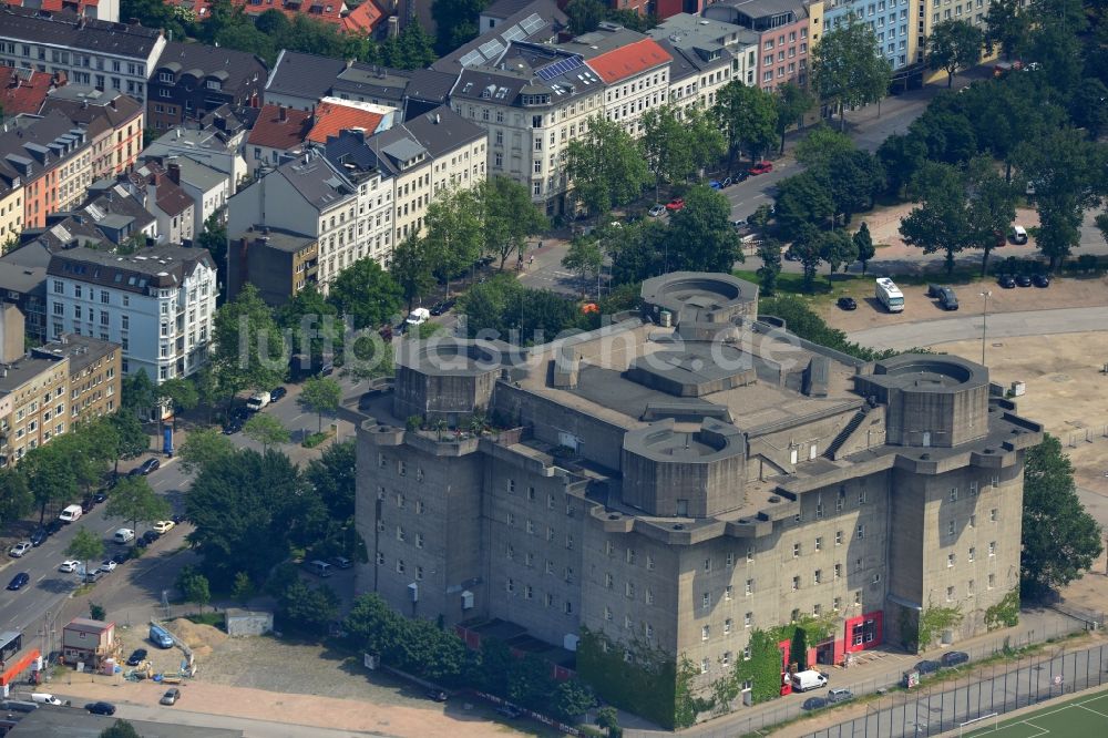 Luftbild Hamburg - Ehemaligen Bunker zur Flak - Abwehr an der Feldstraße in Hamburg