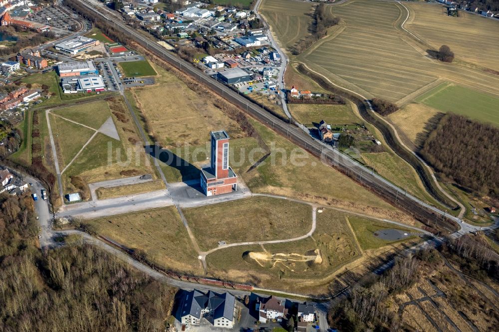 Luftbild Bönen - Ehemaliger Förderturm bei Bönen im Ruhrgebiet in Nordrhein-Westfalen