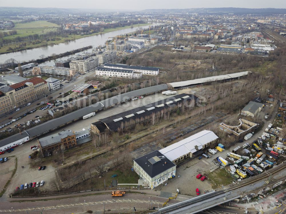 Luftbild Dresden - Ehemaliger Leipziger Bahnhof in Dresden im Bundesland Sachsen, Deutschland