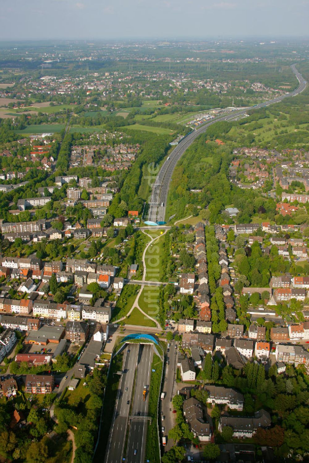 Gelsenkirchen von oben - Ehemaliges Gelände der Zeche Graf Bismarck am Autobahn-Deckel in Gelsenkirchen