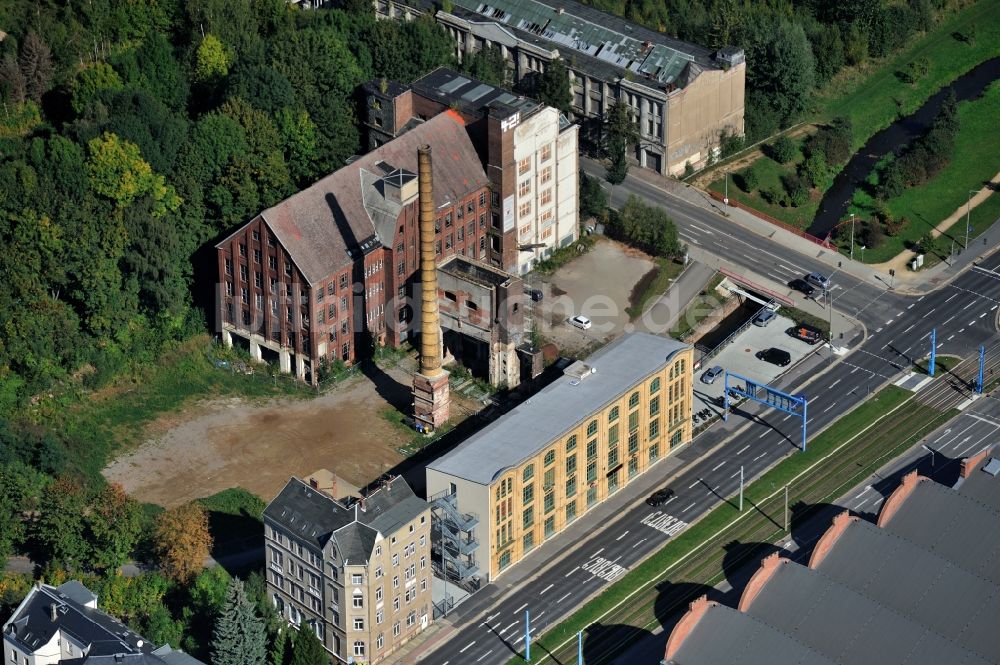 Luftbild Chemnitz - Ehemaliges Industriegelände des Poelzig - Areal bei der Zwickauer Straße in Chemnitz in Sachsen