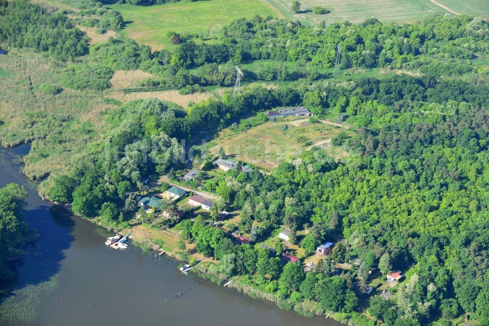 Wusterwitz von oben - Ehemaliges Tiergartengelände am Elbe-Havel-Kanal bei Wusterwitz im Bundesland Brandenburg