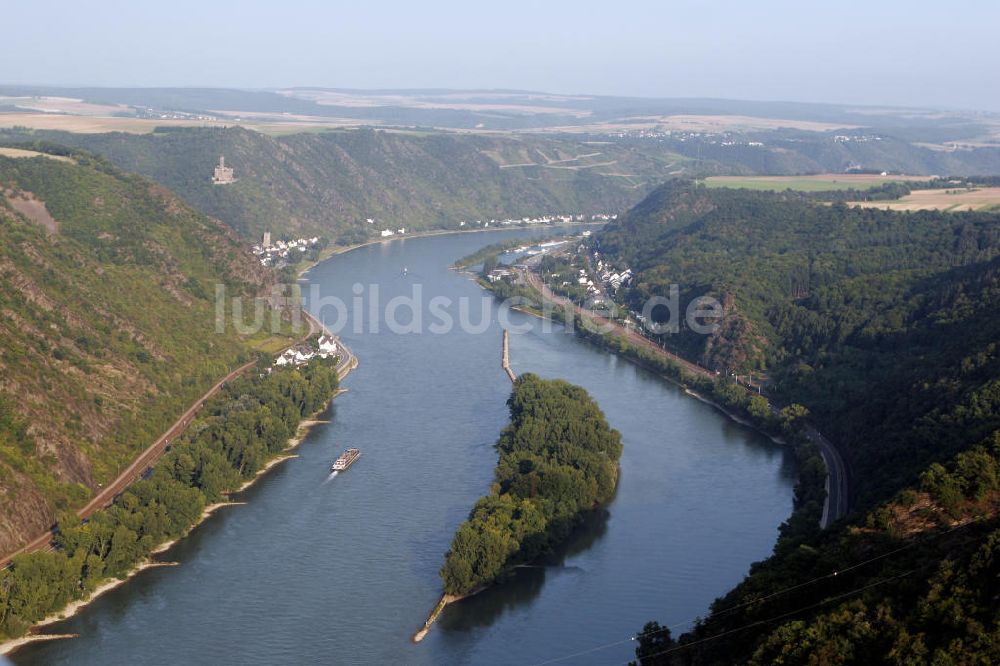 Luftbild 27.08.2008 - Ehrenthaler Warth im Rhein, Fellen und Wellmich