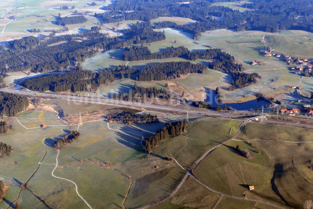 Oy-Mittelberg aus der Vogelperspektive: Ein Waldgebiet bei Oy-Mittelberg