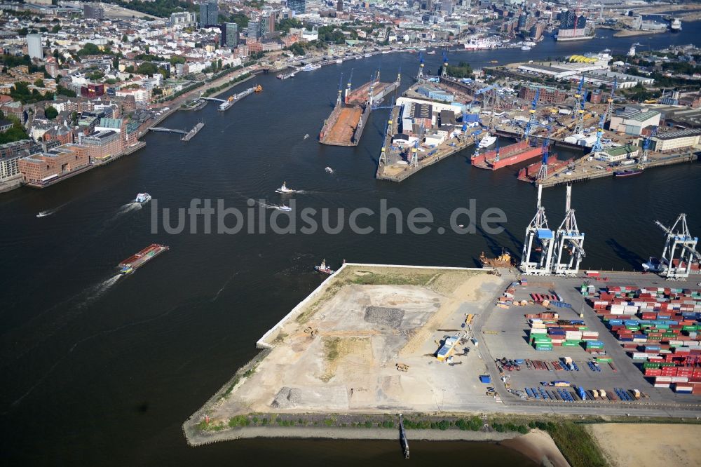 Hamburg von oben - Einfahrt Vorhafen an der Norderelbe in Hamburg-Mitte