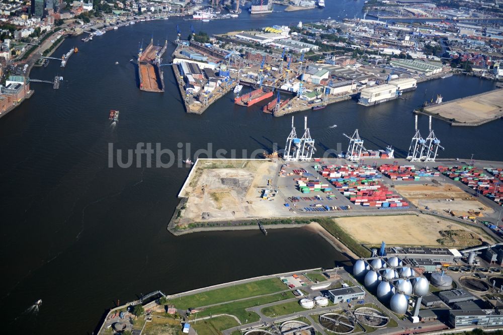 Hamburg aus der Vogelperspektive: Einfahrt Vorhafen an der Norderelbe in Hamburg-Mitte