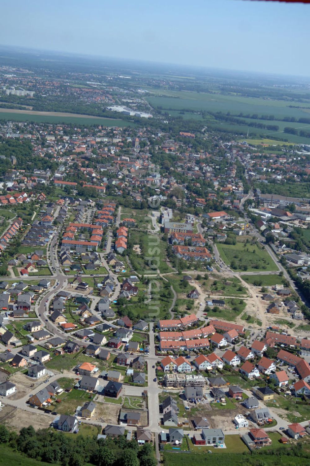 Magdeburg von oben - Einfamilien- Wohnneubaugebiet Am Birnengarten in Magdeburg-Ottersleben