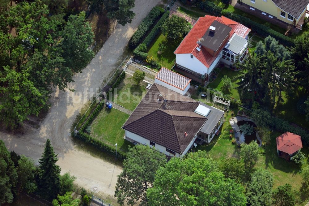 Vogelsdorf von oben - Einfamilienhaus- und Kleingarten- Wohngebiet in Fredersdorf-Vogelsdorf im Bundesland Brandenburg