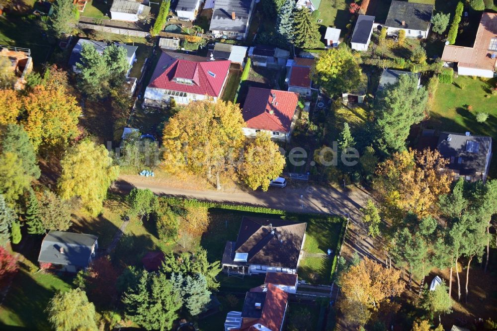 Vogelsdorf von oben - Einfamilienhaus- und Kleingarten- Wohngebiet Fredersdorf-Vogelsdorf im Bundesland Brandenburg