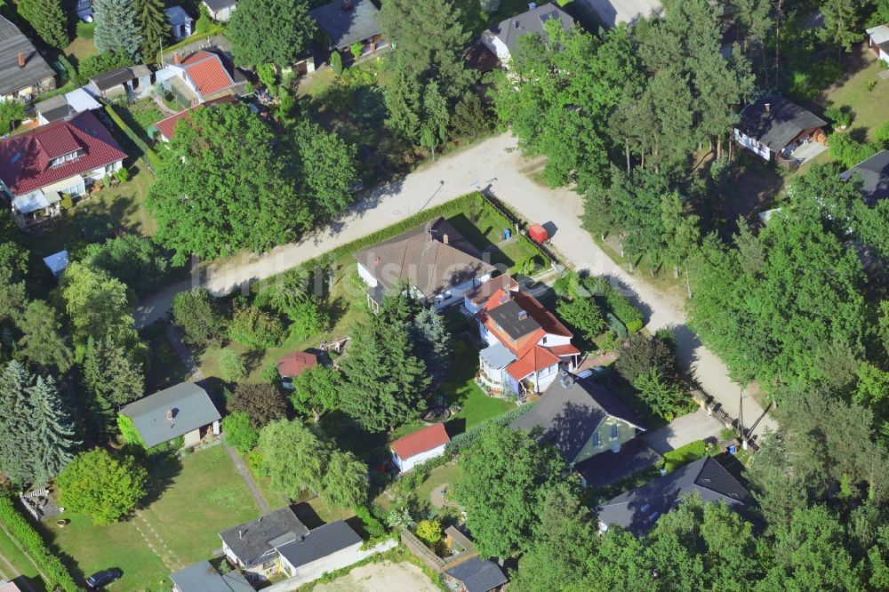 Vogelsdorf von oben - Einfamilienhaus- und Kleingarten- Wohngebiet in Fredersdorf-Vogelsdorf im Bundesland Brandenburg