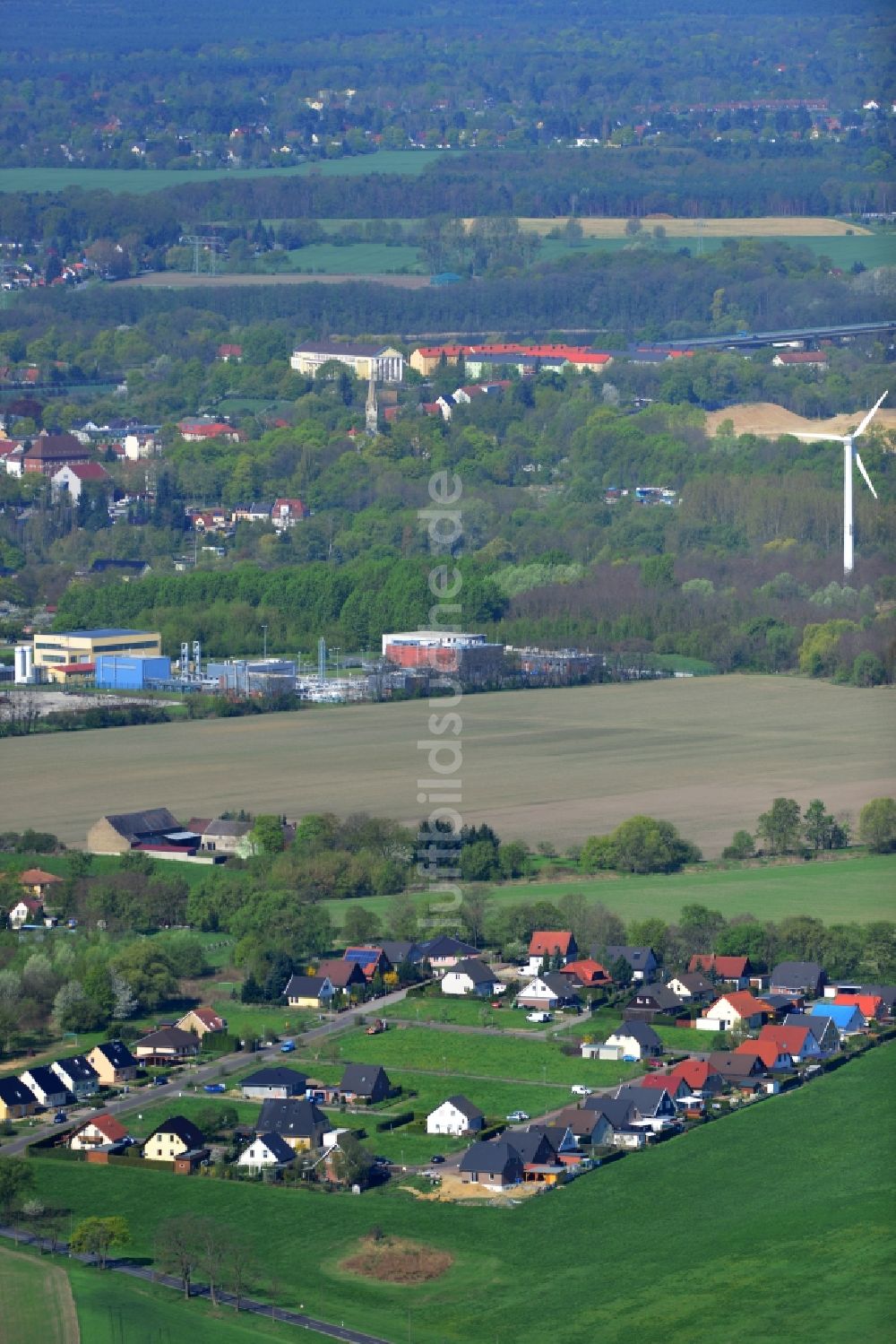 Rüdersdorf OT Alt-Rüdersdorf aus der Vogelperspektive: Einfamilienhaus- Neubau Wohngebiet amHemmoor-Ring in Alt-Rüdersdorf, einem Ortsteil von Rüdersdorf im Bundesland Brandenburg