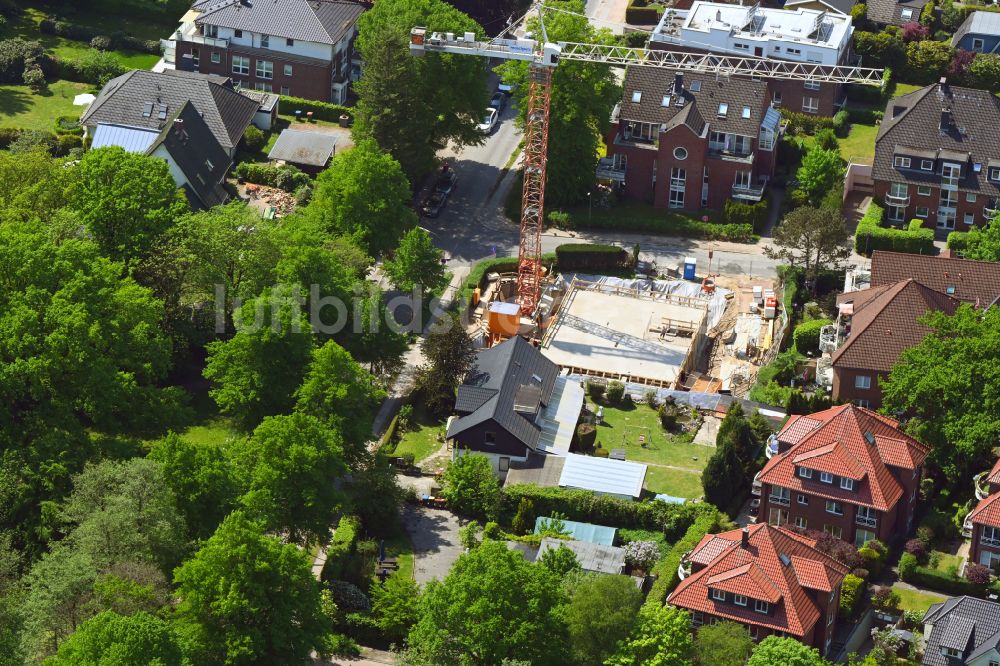 Hamburg aus der Vogelperspektive: Einfamilienhaus- Neubau im Wohngebiet der Einfamilienhaus- Siedlung Melhopweg Ecke Alte Dorfstraße in Hamburg, Deutschland