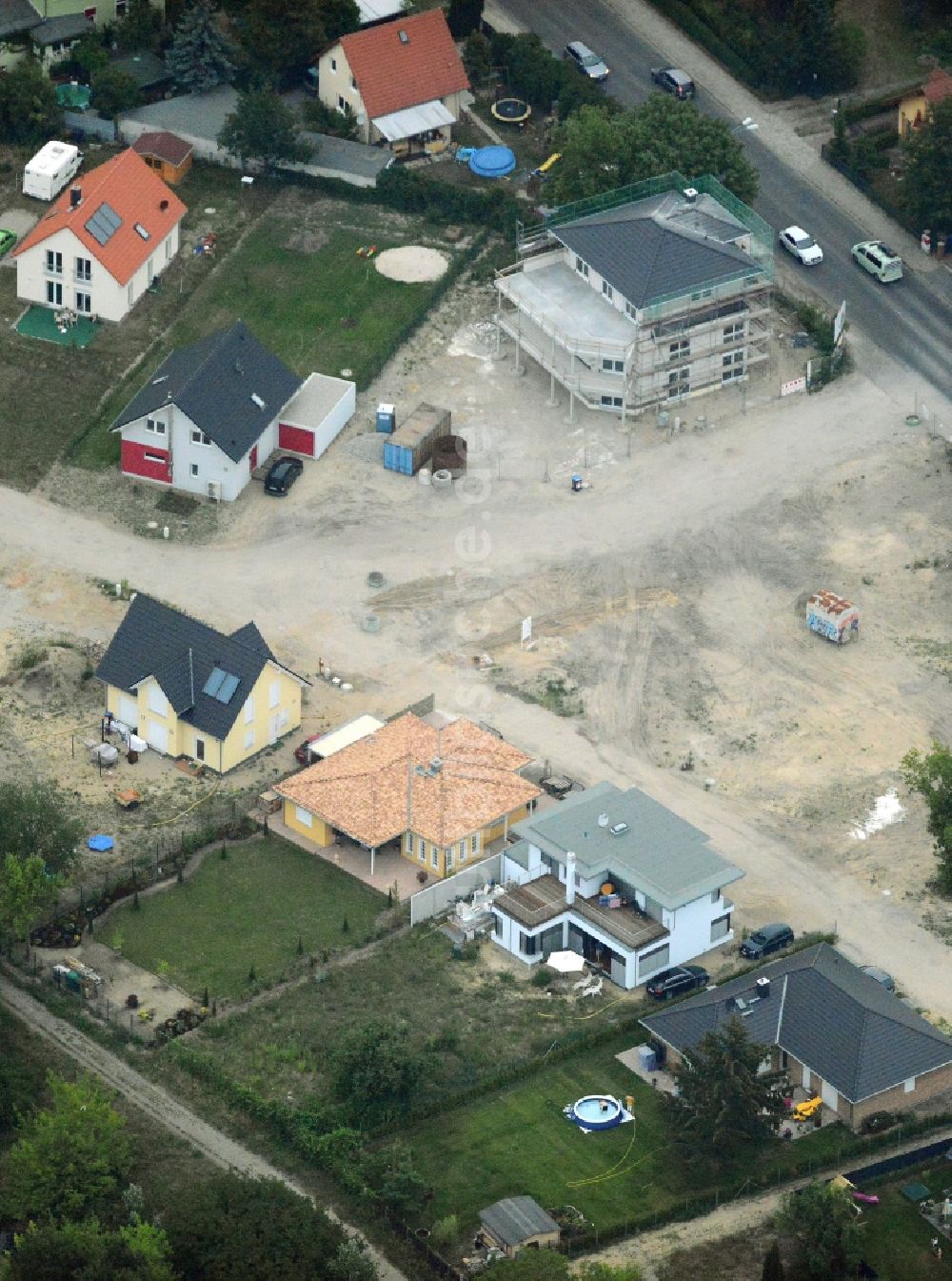 Berlin aus der Vogelperspektive: Einfamilienhaus-Neubauprojekt Am Wuhlebogen im Ortsteil Kaulsdorf in Berlin