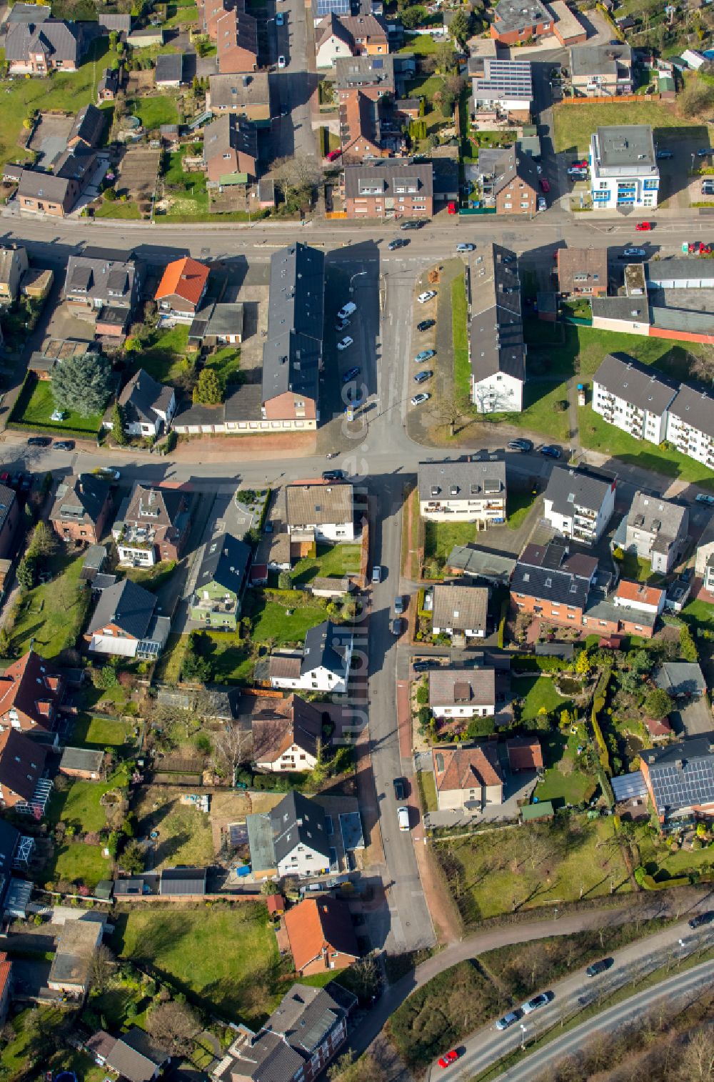 Hardt von oben - Einfamilienhäuser als Reihenhaussiedlung in Hardt im Bundesland Nordrhein-Westfalen, Deutschland