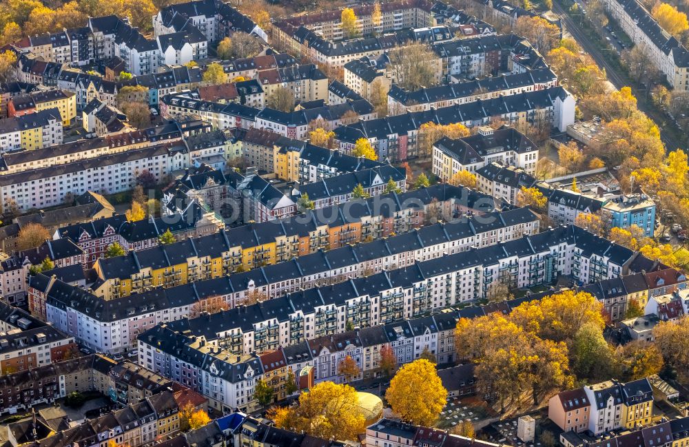 Tremonia von oben - Einfamilienhäuser als Reihenhaussiedlung in Tremonia im Bundesland Nordrhein-Westfalen, Deutschland