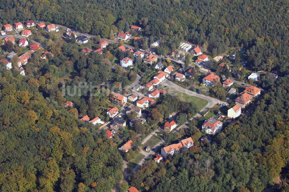 Potsdam aus der Vogelperspektive: Einfamilienhäuser an der Tannenstrasse / Am Waldrand / Am Böttcherberg in Potsdam Babelsberg