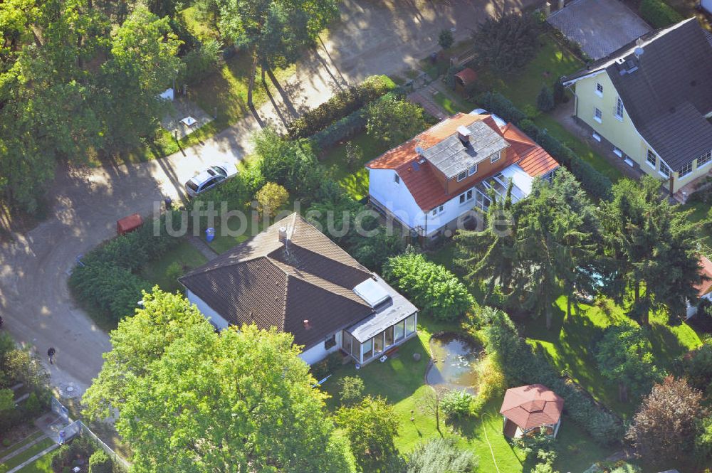 Vogelsdorf zu Fredersdorf von oben - Einfamilienwohnhäuser im Wohngebiet am Heideweg / Beppo-Römer-Straße in Vogelsdorf