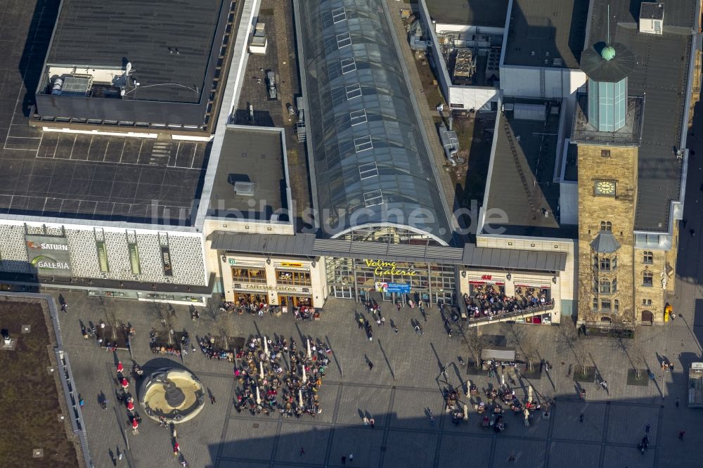 Luftaufnahme Hagen - Eingangs- Fassade des Einkaufszentrums Volme-Galerie von Hagen im Bundesland Nordrhein-Westfalen NRW