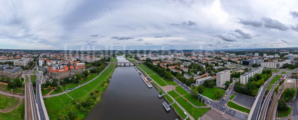 Dresden von oben - Eingestürzte Elbe- Flußbrücke Carolabrücke in Dresden im Bundesland Sachsen, Deutschland