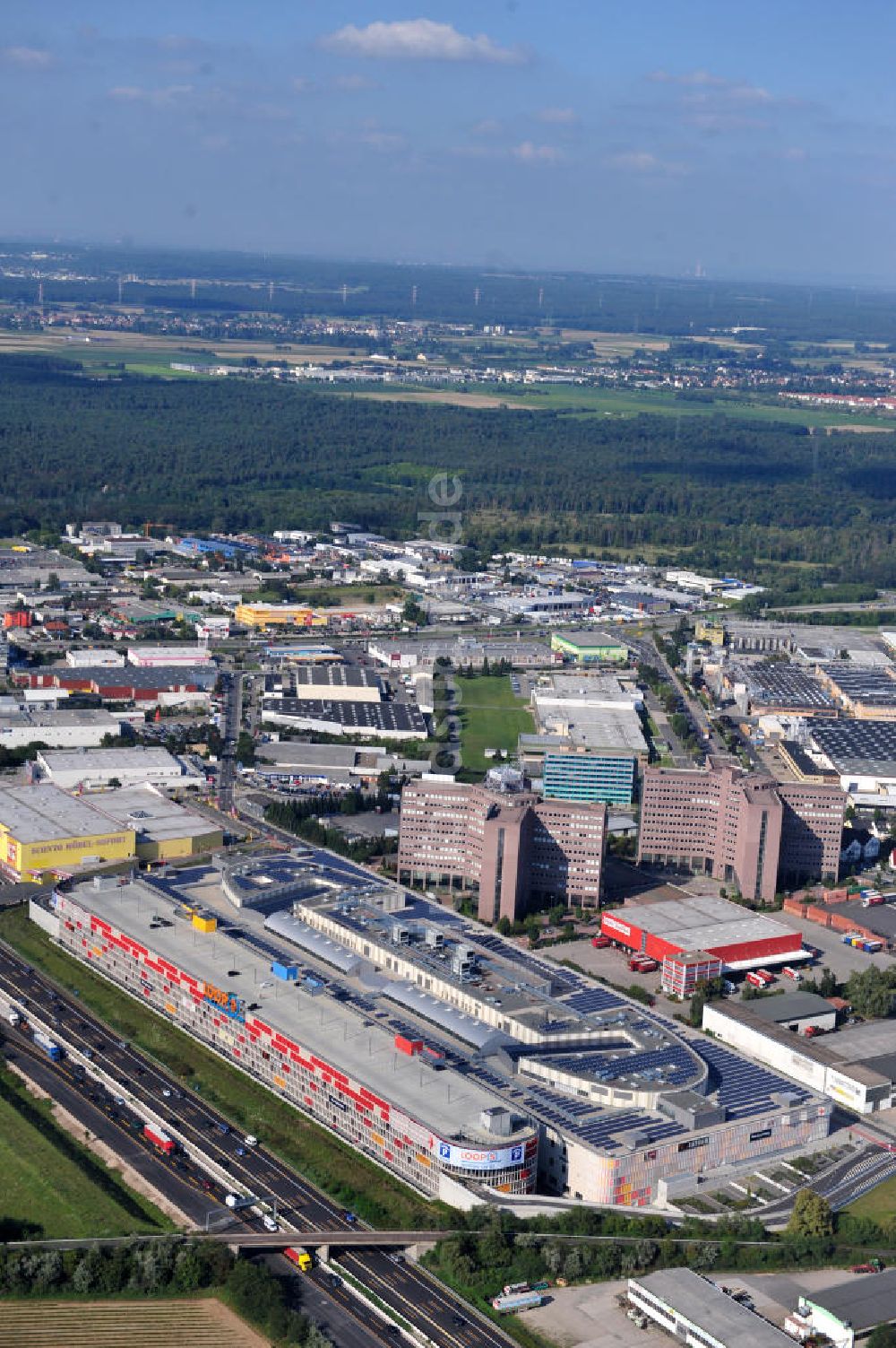 Luftbild Weiterstadt - Einkaufs- und Geschäftszentrum LOOP5 Shopping Centre in 64331 Weiterstadt