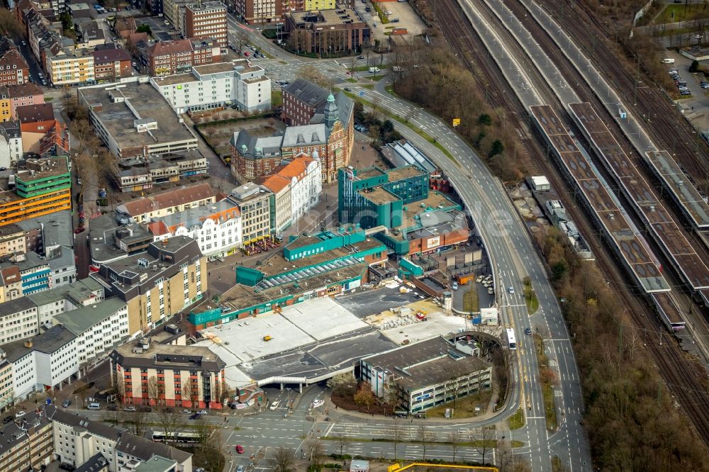 Luftbild Gelsenkirchen - Einkaufs- Zentrum Bahnhofscenter Gelsenkirchen am Bahnhofsvorplatz in Gelsenkirchen im Bundesland Nordrhein-Westfalen, Deutschland