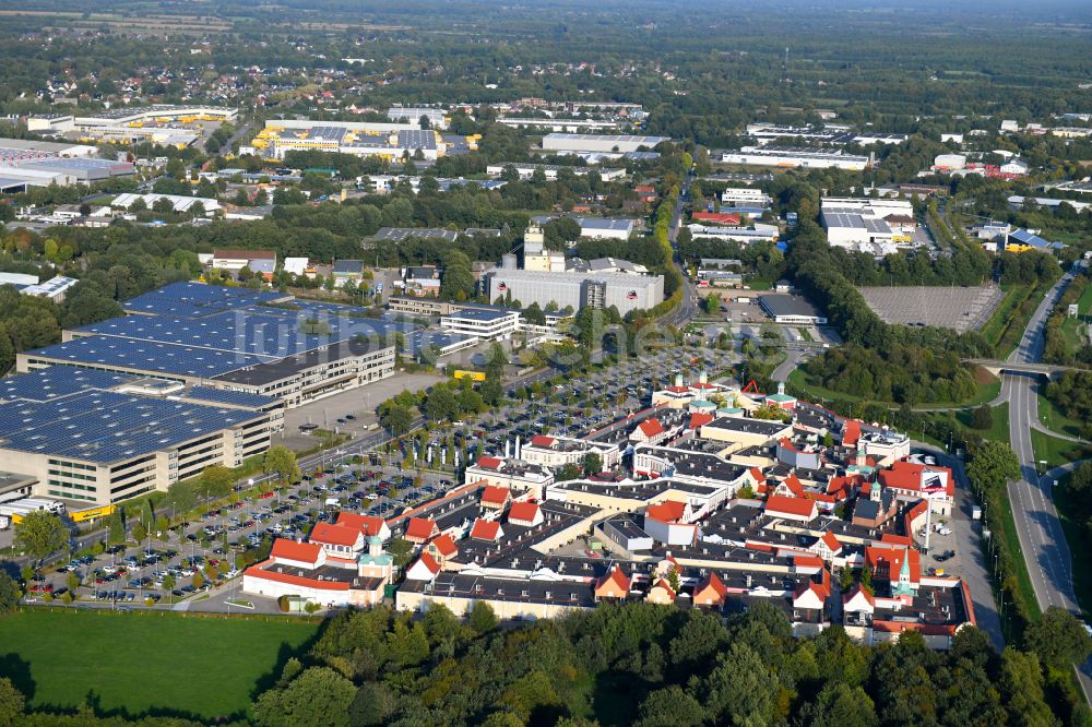 Neumünster von oben - Einkaufs- Zentrum Designer Outlet Neumünster in Neumünster im Bundesland Schleswig-Holstein, Deutschland