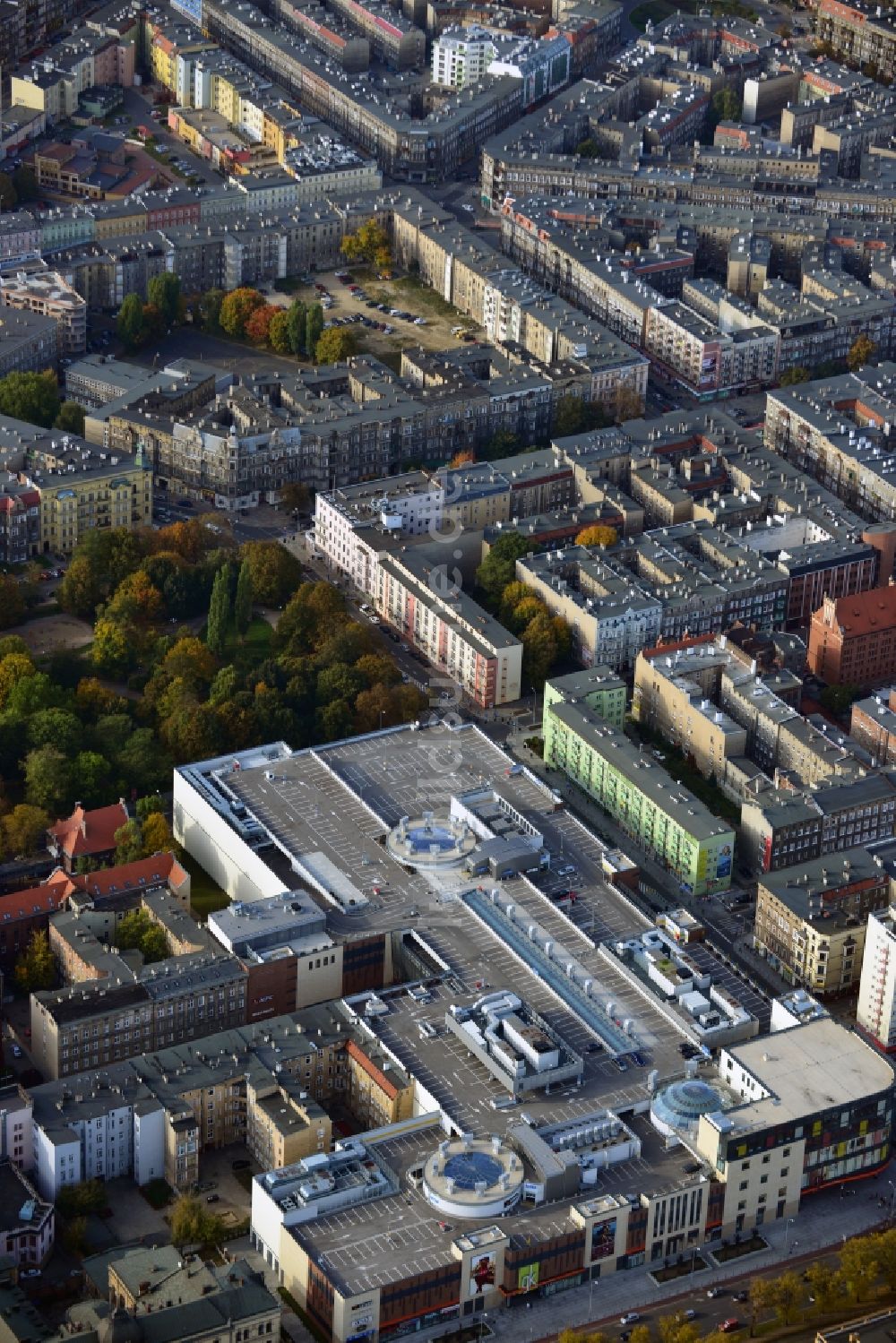 Luftaufnahme Szczecin - Stettin - Einkaufs- Zentrum Galeria Kaskada in Szczecin - Stettin in Westpommern, Polen