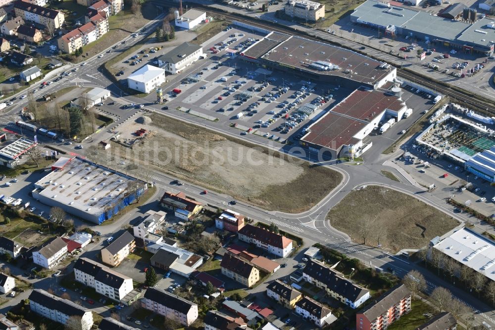 Bad Säckingen von oben - Einkaufs- Zentrum und Gewerbepark Brennet-Park in Bad Säckingen im Bundesland Baden-Württemberg, Deutschland