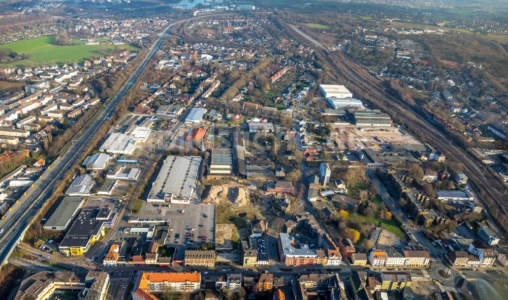 Luftbild Herne - Einkaufs- Zentrum REWE Center an der Bahnhofstraße in Herne im Bundesland Nordrhein-Westfalen, Deutschland