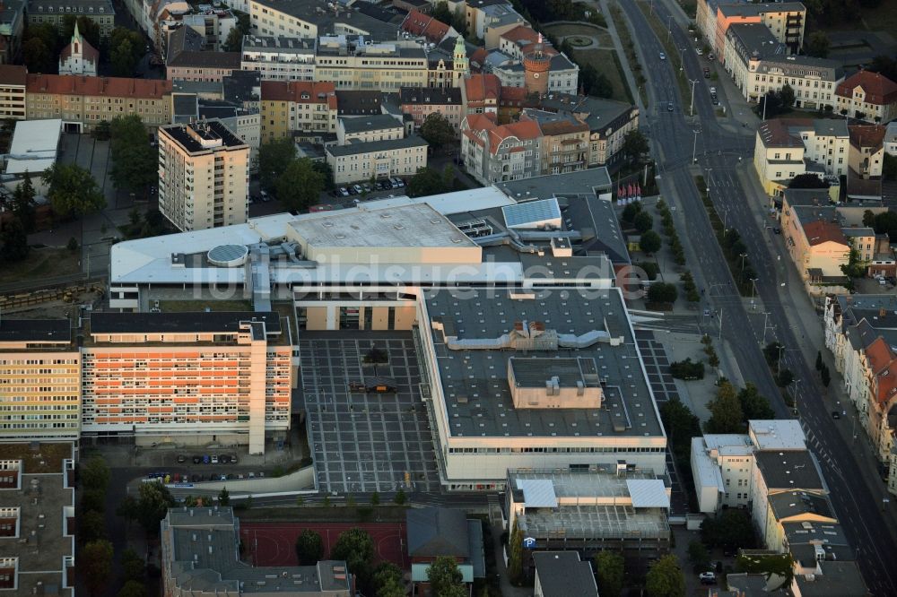 Cottbus von oben - Einkaufszentrum Blechen Carré und Gebäude von Galeria Kaufhof in Cottbus im Bundesland Brandenburg