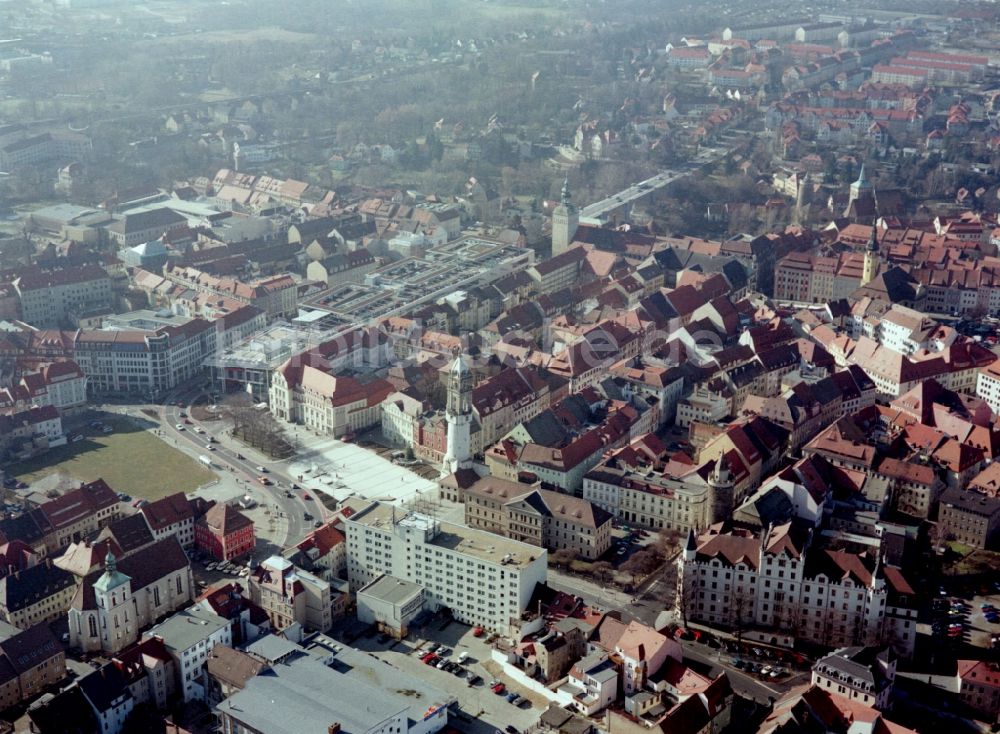 Bautzen von oben - Einkaufzentrum Kornmarkt- Center in Bautzen im Bundesland Sachsen, Deutschland