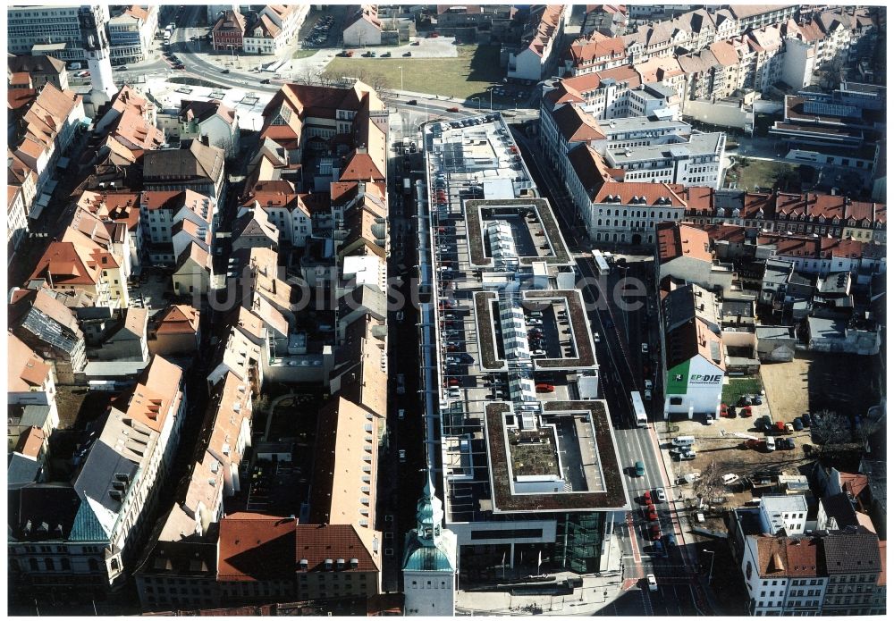 Bautzen von oben - Einkaufzentrum Kornmarkt- Center in Bautzen im Bundesland Sachsen, Deutschland