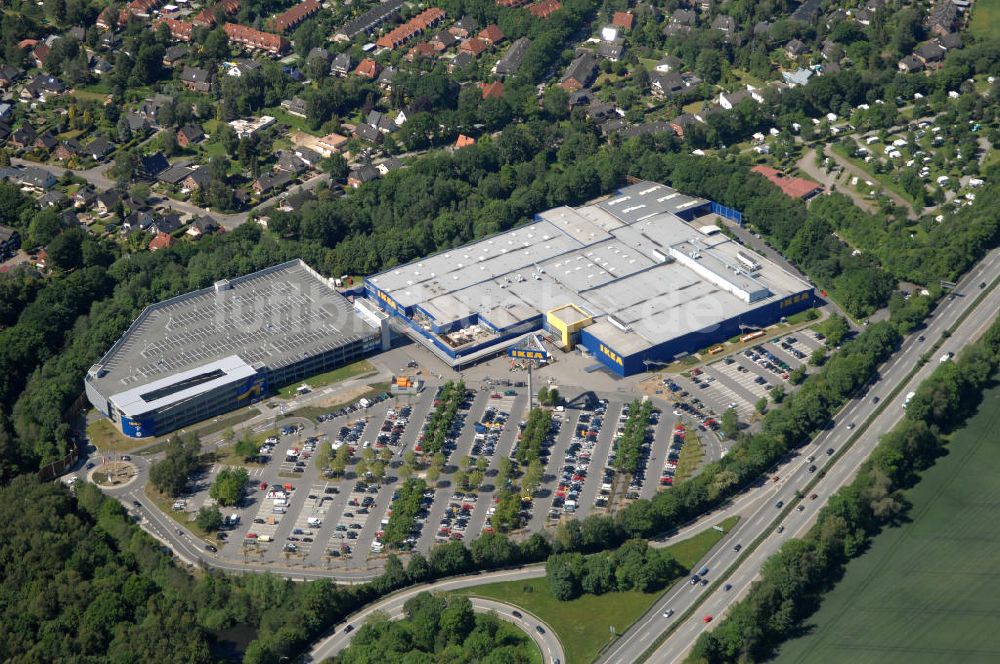 Luftaufnahme HAMBURG - Einrichtungshaus der IKEA Deutschland GmbH & Co. KG - Niederlassung Hamburg Schnelsen