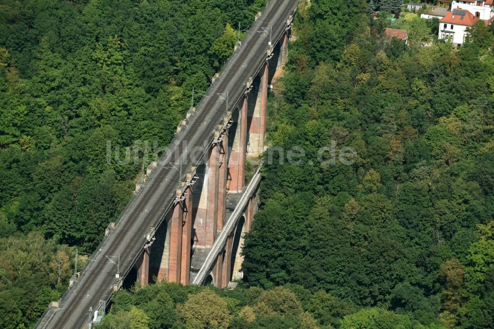 Luftbild Pöhl - Eisenbahn - Brückenbauwerk Elstertalbrücke in Pöhl im Bundesland Sachsen