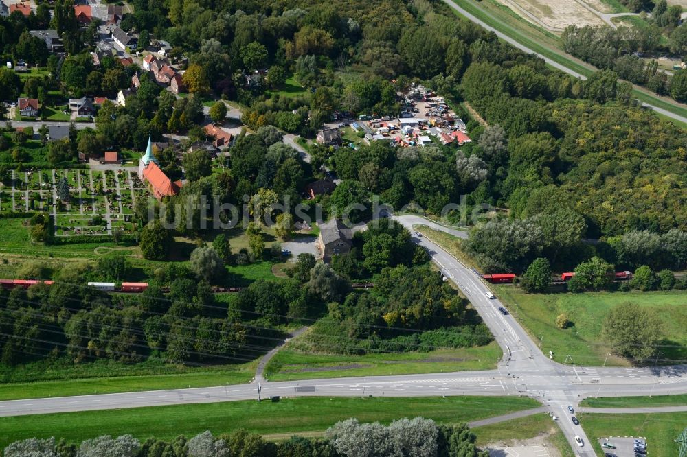 Luftbild Hamburg - Eisenbahnüberführung Moorburger Elbdeich in Hamburg-Morrburg