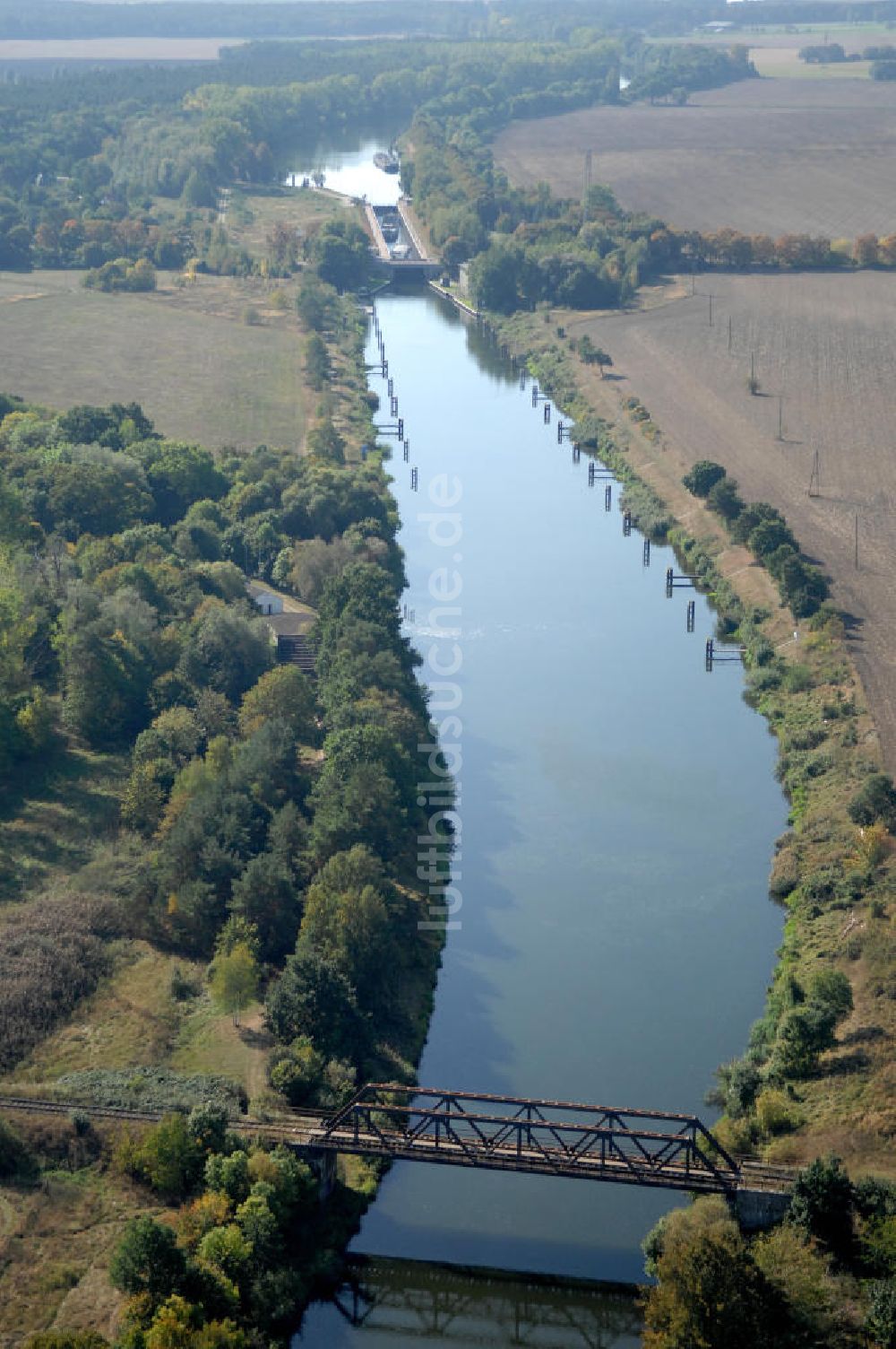 GÜSEN aus der Vogelperspektive: Eisenbahnbrücke Güsen-Jerichow