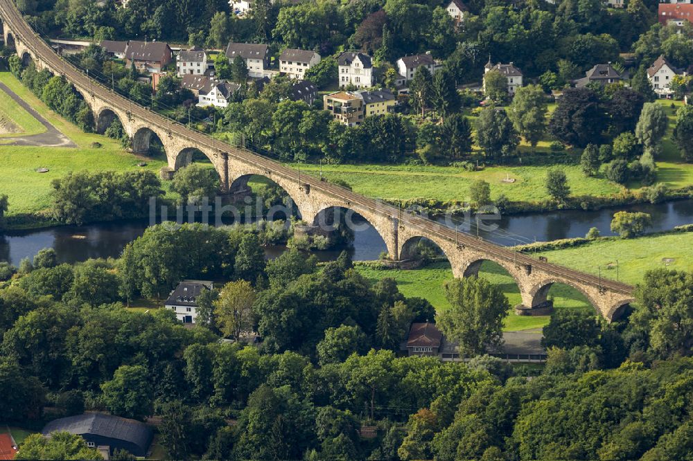 Luftbild Witten - Eisenbahnbrücke Ruhrviadukt über die Ruhr zwischen Witten und Bommern im Bundesland Nordrhein-Westfalen